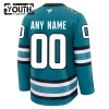 Lasten NHL San Jose Sharks Pelipaita Custom Fanatics Premium Koti 2024-25 Teal